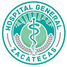 Logo del Hospital General Zacatecas: caduceo médico verde en centro, rodeado de rayos de sol y ramas de laurel.